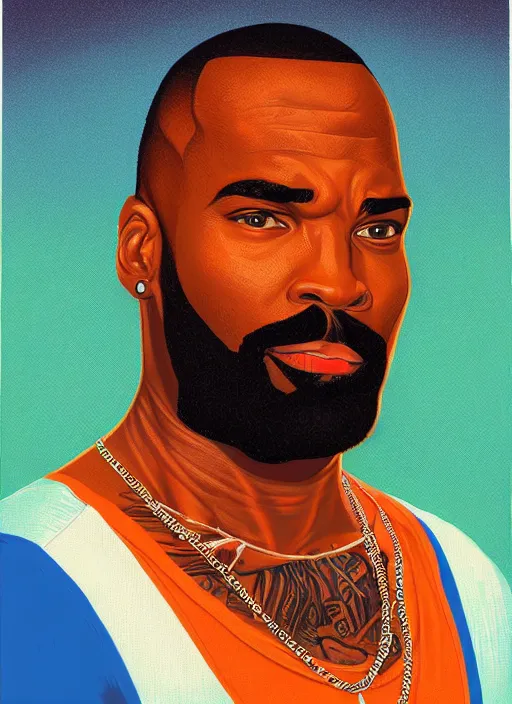 Prompt: portrait of Mister T by Casey Weldon , 8k neon,