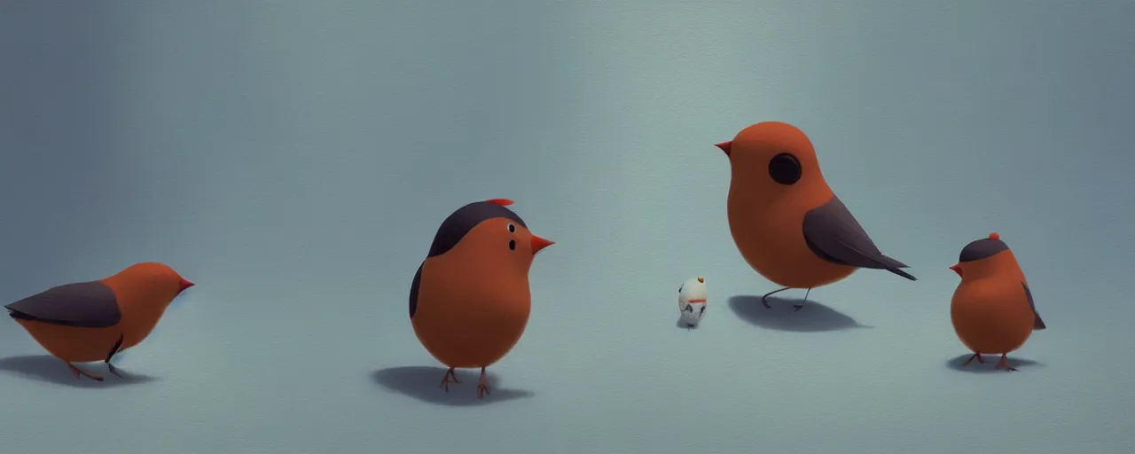 Image similar to gori fujita ilustration a game development studio, little worried birds are secretly talking close up painting by goro fujita, sharp focus, highly detailed, artstation