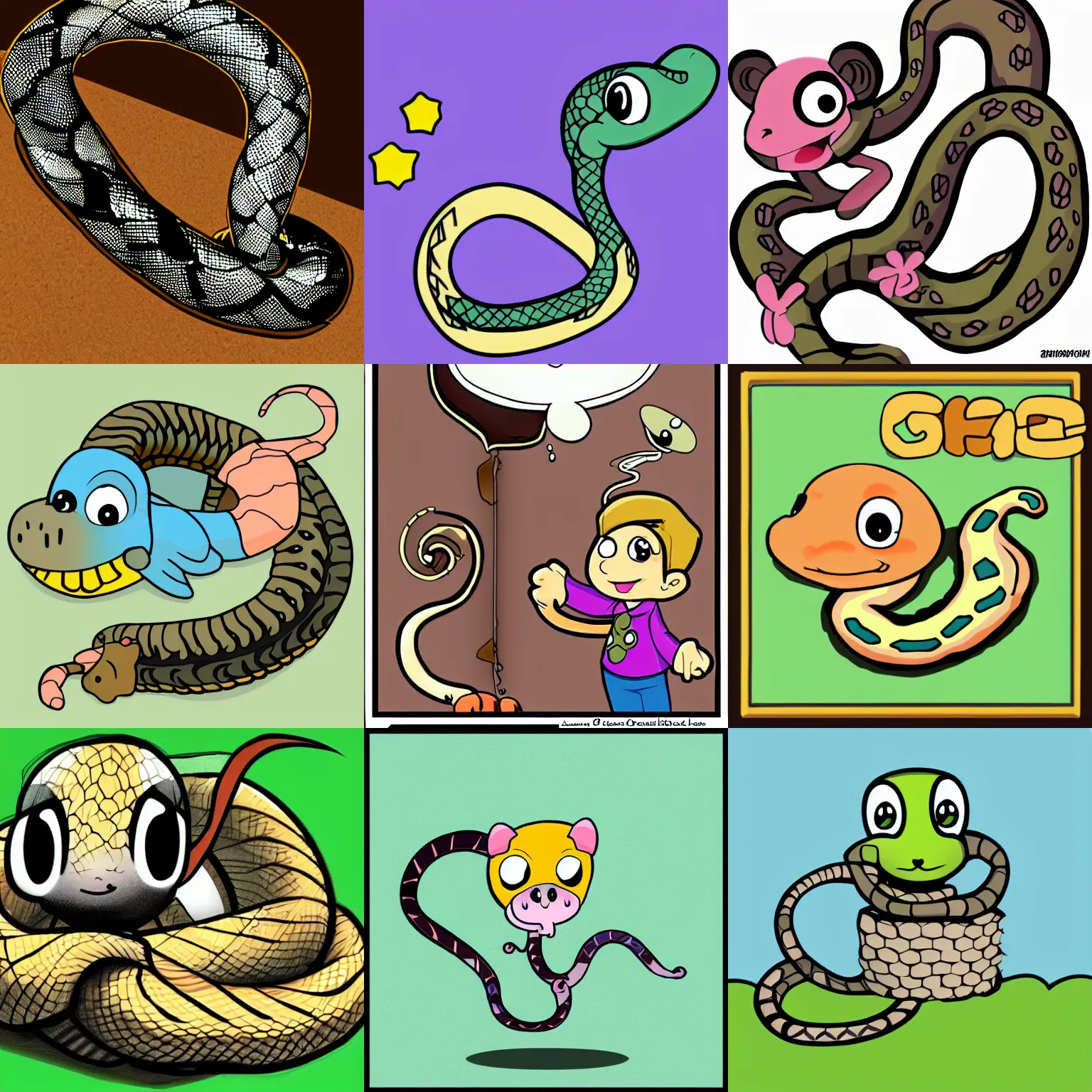 Prompt: cute cartoon snake