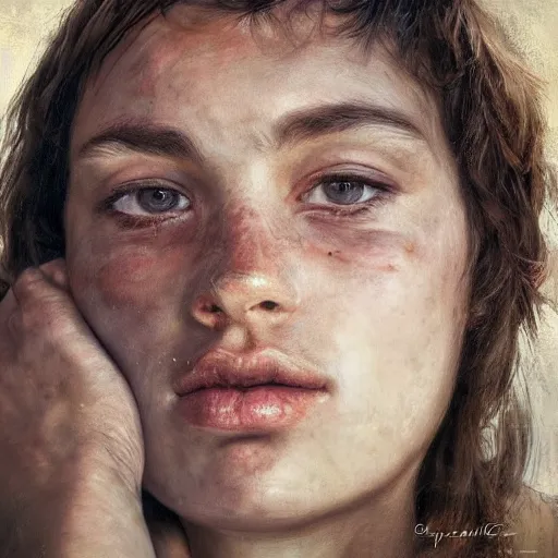 Image similar to high quality, high detail, expressive portrait by juan francisco casas, hd, beautiful faces, deep love in the eyes, photorealistic lighting