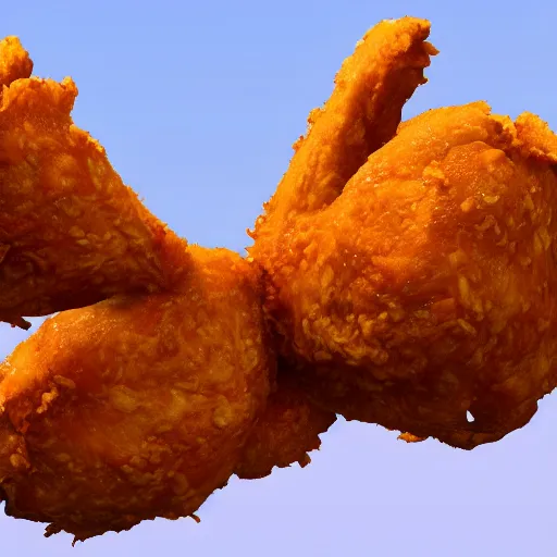 Prompt: a giant fried chicken falling from a helicopter, hyper detailed, 8k resolution