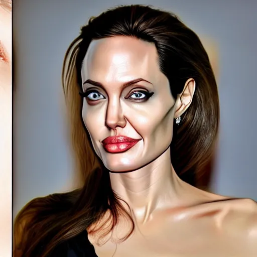 Image similar to angelina jolie face on an ( orange )