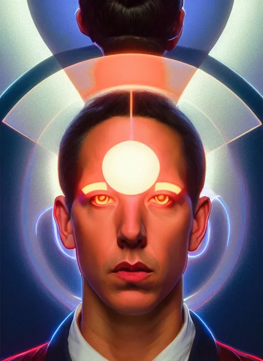 Image similar to symmetry!! portrait of jerry from seinfeld beyond, sci - fi, tech wear, global illumination!! intricate, elegant, highly detailed, digital painting, artstation, concept art, smooth, sharp focus, illustration, art by artgerm and greg rutkowski and alphonse mucha