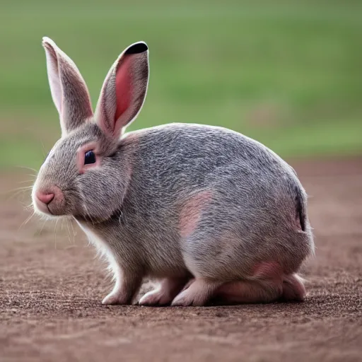 Prompt: a rabbit mixed with a pig