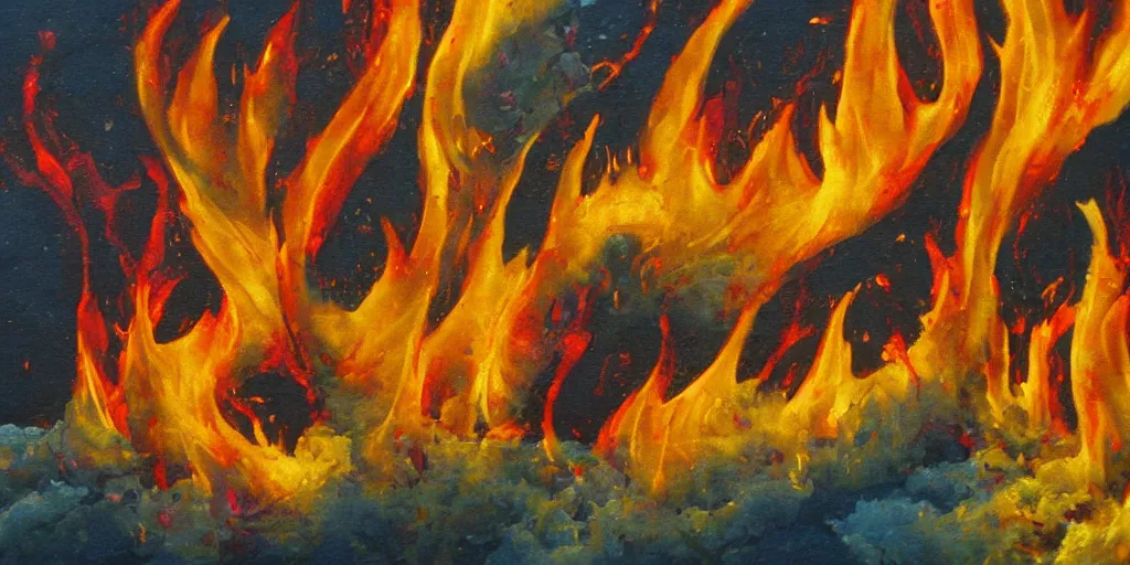 Prompt: detailed painting of fire from water