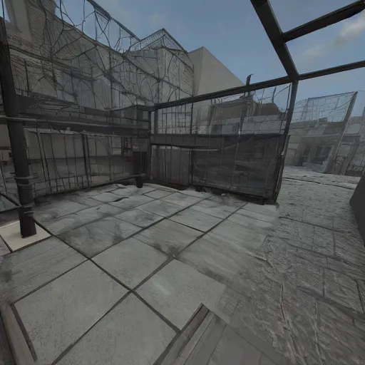 Image similar to a professional 3 d wireframe of a counter strike level, 8 k, unreal engine, octane render