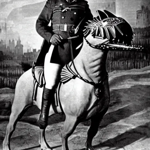 Image similar to photo of Joseph Stalin riding a dragon,