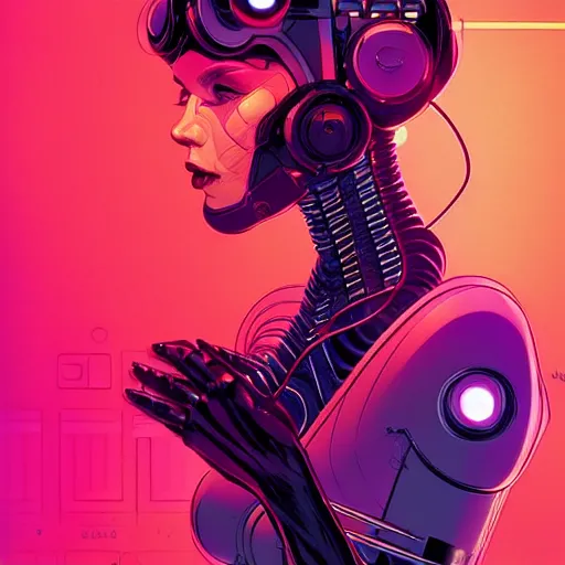Prompt: a portrait of a beautiful cybernetic woman connected to a synthesizer from hell, wires, cyberpunk concept art by josan gonzales and jean claude meziere and syd mead