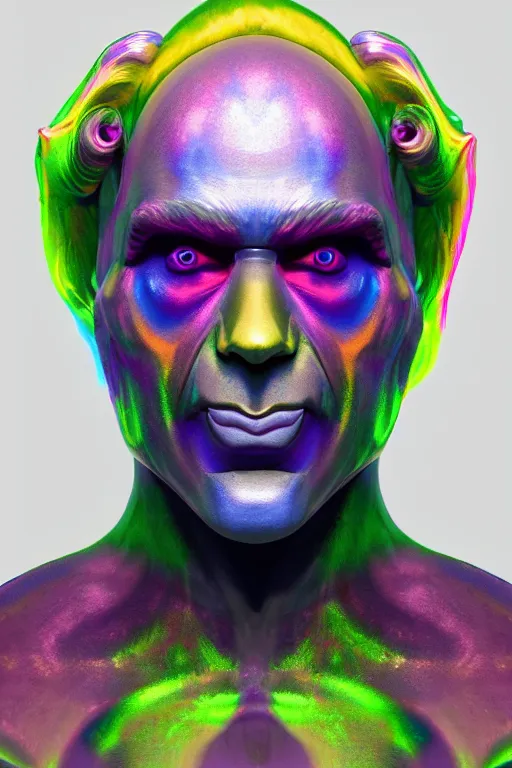 Image similar to a hyperdimensional jester, neon rainbow quartz, 4k detailed hyperrealistic digital photo by Andy Thomas, Mario Martinez, Daniel Mirante, Gustave Dore, Artstation, CGsociety