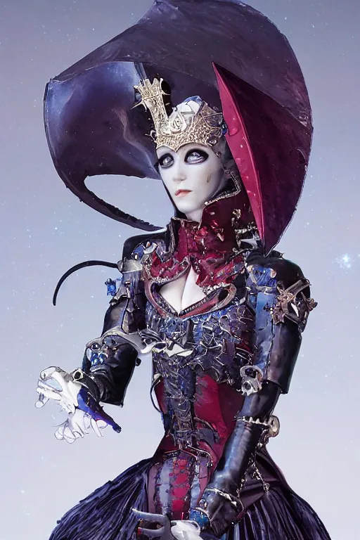 Prompt: portrait of the automaton vampire ruler wearing glitter claymore by artgerm and Craig Mullins, James Jean, Andrey Ryabovichev, Mark Simonetti and Peter Morbacher 16k