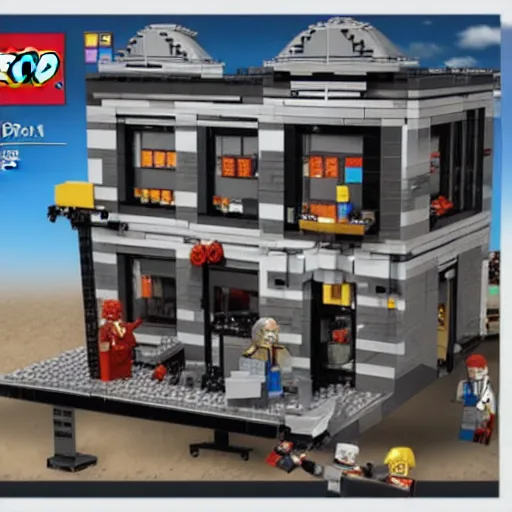 Image similar to the jeffery epstein, lego play - set, concept art