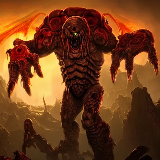 Prompt: monster from doom eternal