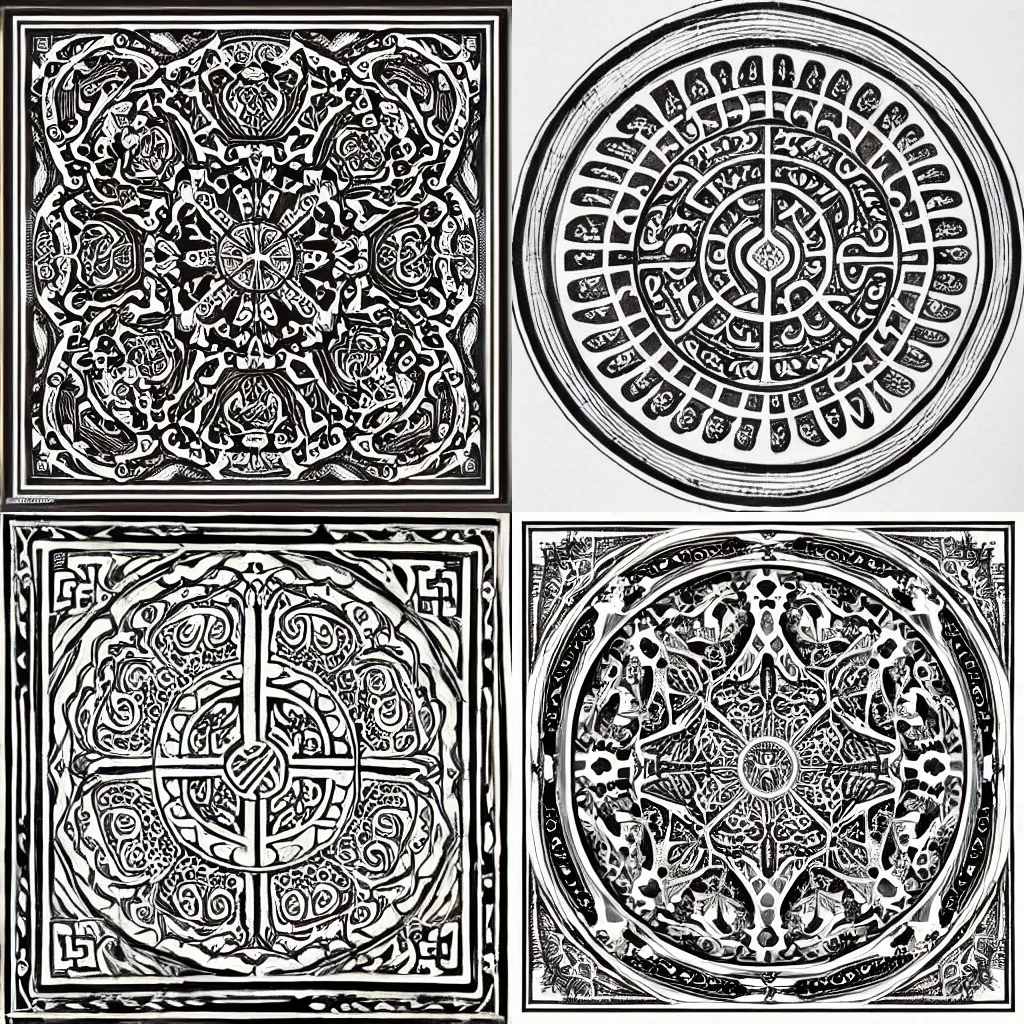 Prompt: intricate and ornate ancient calligraphic masterpiece, monochromatic