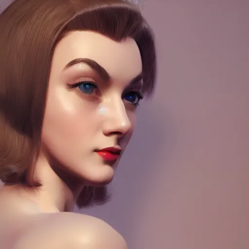 Image similar to beautiful girl from 1950, portrait character concept style trending on artstation concept art detailed octane render cinematic photo-realistic 8k high detailed