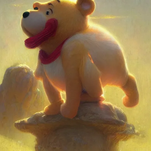 Image similar to xi pingping as winnie the pooh, radiant light, caustics, heroic, bright iridescent light, by gaston bussiere, bayard wu, greg rutkowski, maxim verehin