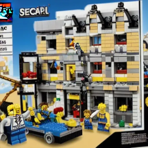 Prompt: fbi raid on mara lago lego set