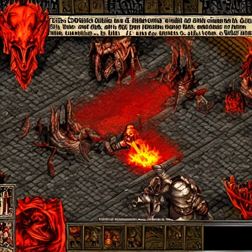 Prompt: Diablo 2 Resurrected Barbarian beating Hell Baal for the first time, screenshot