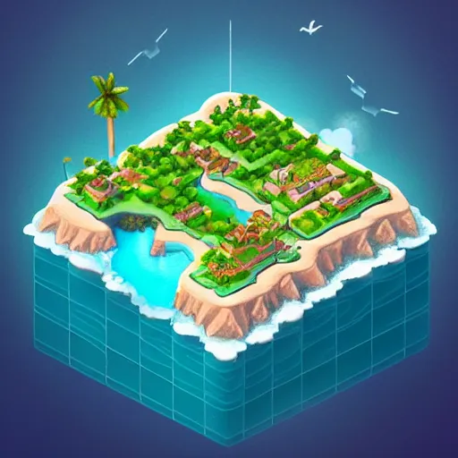 Image similar to isometric island in the sky, isometric invironment, 3d art, amazing detail, artstation, concept art