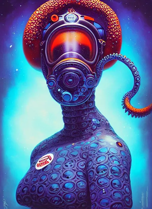 Prompt: cosmic lovecraft scuba diver portrait, pixar style, by tristan eaton stanley artgerm and tom bagshaw.