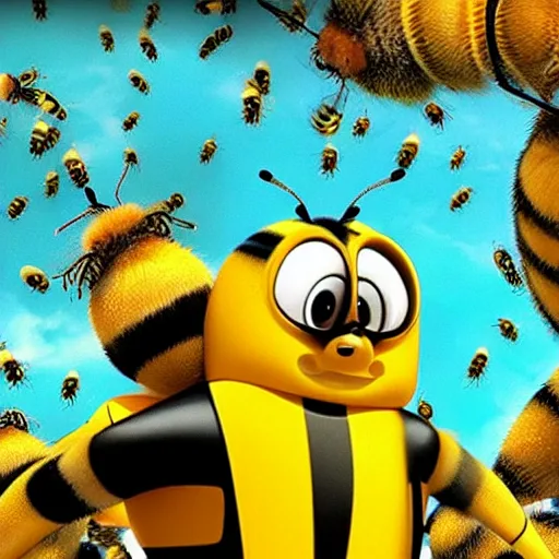 Prompt: bee movie as a horror film