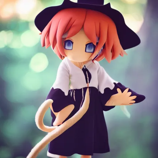 Image similar to cute fumo plush of a ram girl casting a summoning spell, witch, focus, bokeh, vray