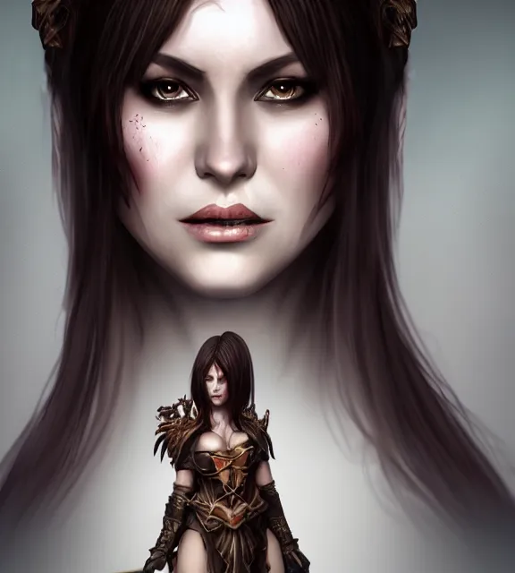 Prompt: dark fantasy female character profile realistic concept art by selina fenech
