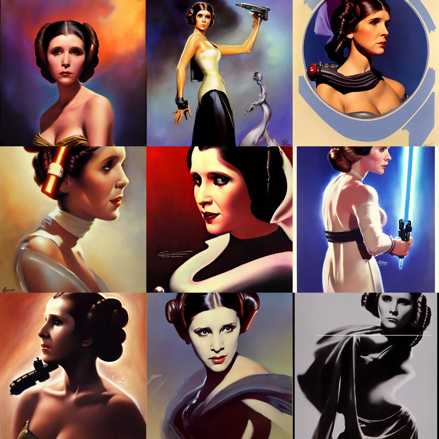 Prompt: princess leia, by rolf armstrong and frank frazetta, high quality, 8k, trending on Artstation, beautiful