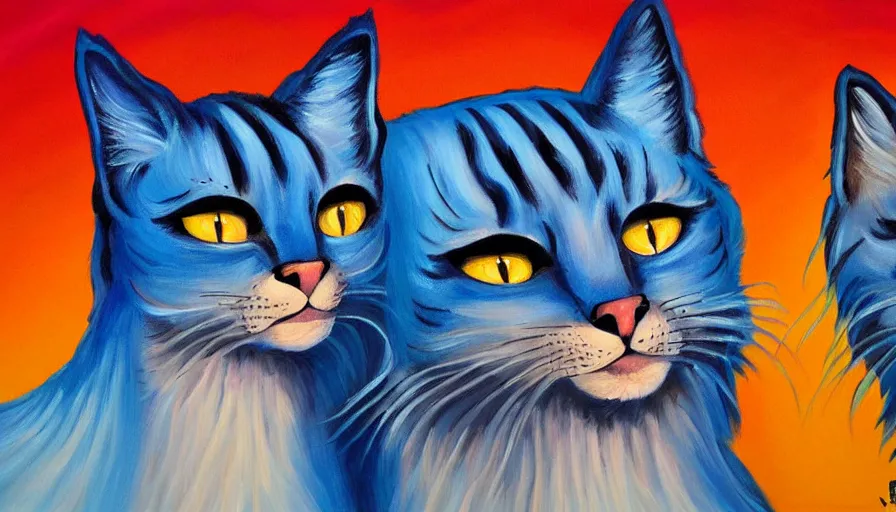 Image similar to acrylic painting of really tall cats by fandooby magoof, thick brush strokes and visible paint layers