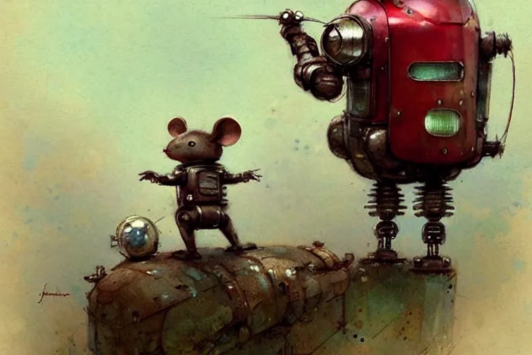 Image similar to adventurer ( ( ( ( ( 1 9 5 0 s retro future robot android mouse mobile house. muted colors. ) ) ) ) ) by jean baptiste monge!!!!!!!!!!!!!!!!!!!!!!!!! chrome red