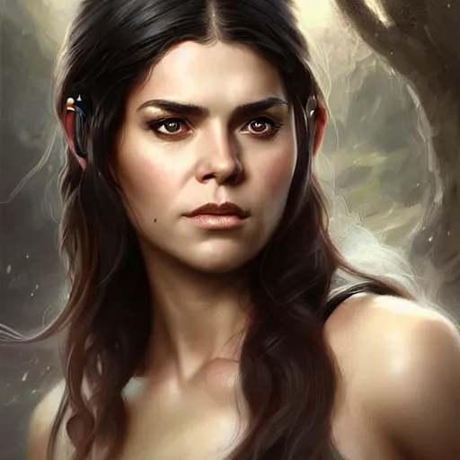 Image similar to digital illustration, portrait of octavia blake is skairipa in the 100 tv show, by artgerm, by krenz cushart, by peter kemp, by ross tran