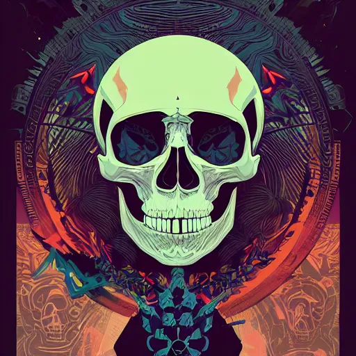 Prompt: a beautiful vector art of a skull in the dark universe by sachin teng and pascal blanche and alphonse mucha and greg rutkowski and josan gonzalez and beeple. nasa. film noirs, brush stroke, vibrating colors, hyper detailed. octane render. trending on artstation