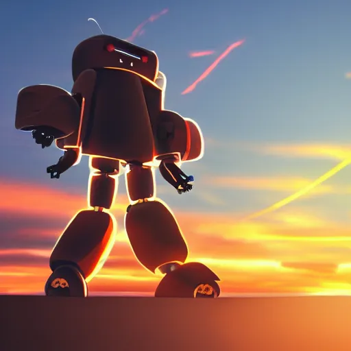 Prompt: anime Friedrich Nietzsche piloting a robot at sunset, moody, 8k