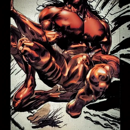 Image similar to utopic drive in the style of art mike deodato