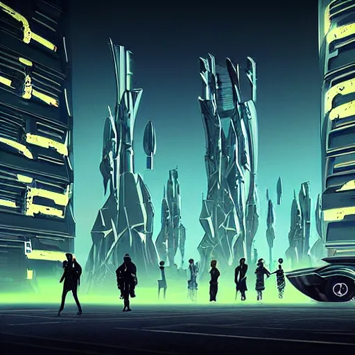 Image similar to futuristic citizens and vehicles, on the Moon, long shadows, holographic trees in a Russian high-rise community cyberpunk city called Neo Kudrovo, pitch black sky with stunning bright stars, bright sun, high contrast, lively, freaky, black sky full of stars, LEDs, holograms, blinding bright sun, sci-fi, cyberpunk outfits, photorealistic, grainy, 35mm, intricate, very very beautiful, elegant, smooth, cinematic, Unreal Engine 5, by Beeple