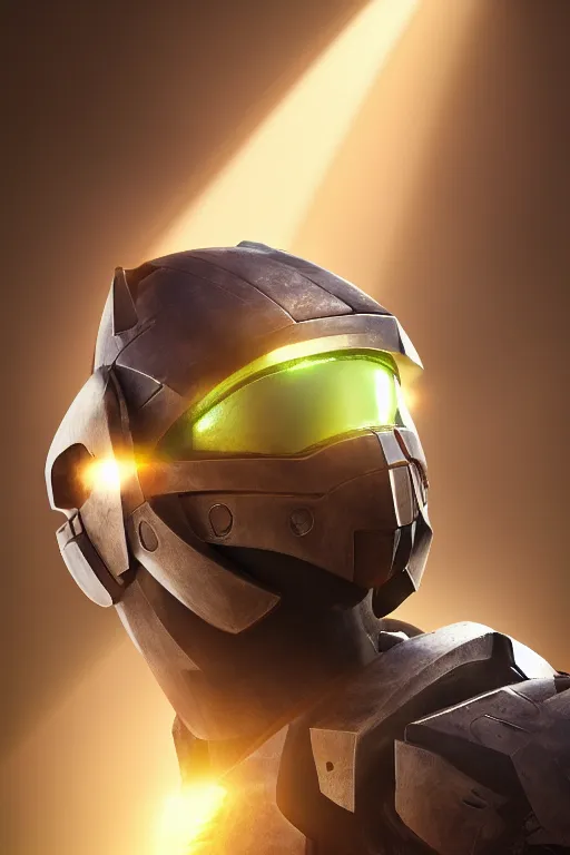 Image similar to robot ninja mask helmet halo master chief radiating a glowing aura global illumination ray tracing hdr fanart arstation by ian pesty and katarzyna da „ bek - chmiel