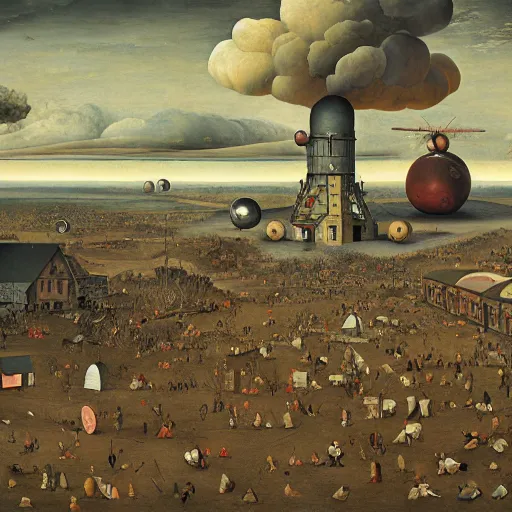 Image similar to the atomic age, detailed illustration surrealism by dariusz klimczak pieter bruegel