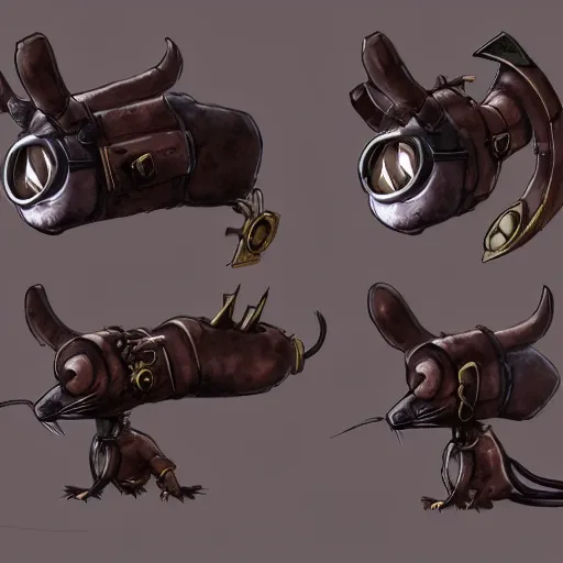 Image similar to a rat with steampunk googles, by League of Legends concept artists