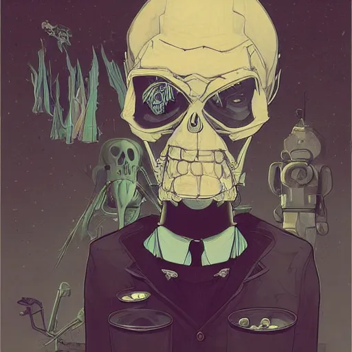 Image similar to a study of cell shaded portrait of Grim Fandango concept art, llustration, post grunge, concept art by josan gonzales and wlop, by james jean, Victo ngai, David Rubín, Mike Mignola, Laurie Greasley, highly detailed, sharp focus, alien, Trending on Artstation, HQ, deviantart, art by artgem