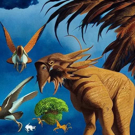 Image similar to “ audubon painting of animals from the movie avatar, super detailed ”