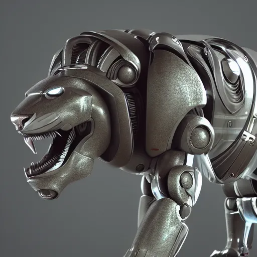 Image similar to a futuristic robot lion, high detail, 4 k, octane render