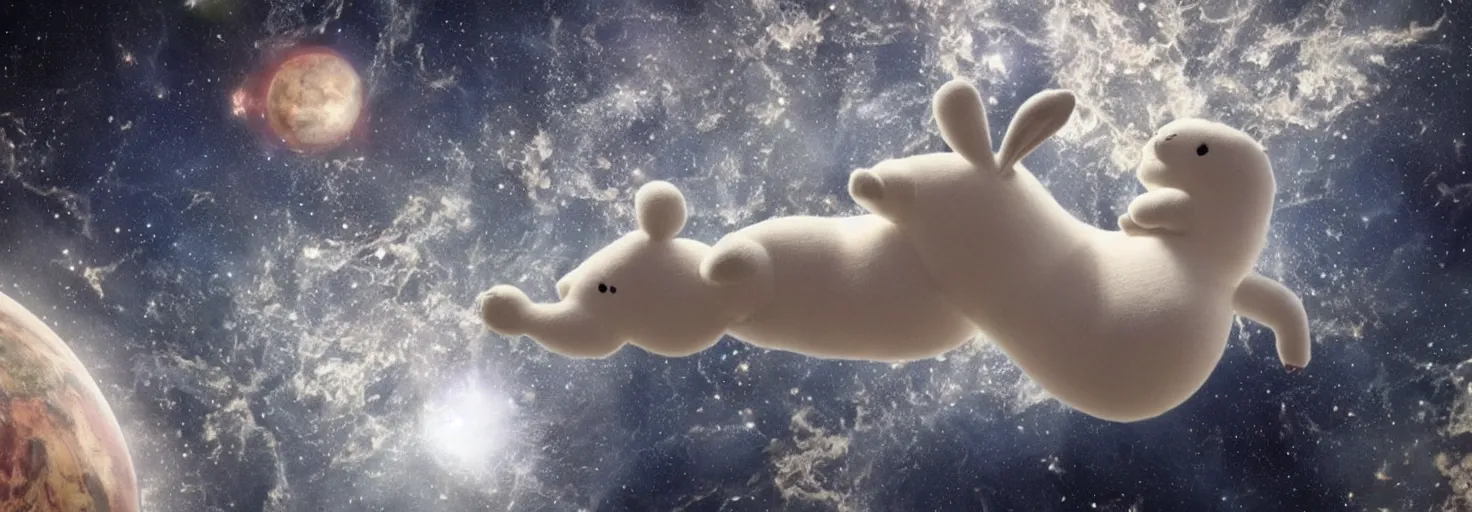 Image similar to photo of big chungus floating in space