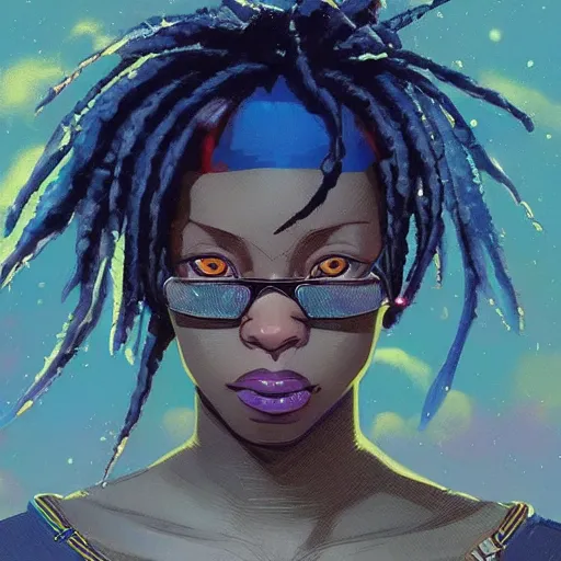 Image similar to a comic portrait of lil waybe, realistic shaded perfect face, fine details. blue - ish cosmic setting. very anime style. realistic shaded lighting poster by ilya kuvshinov katsuhiro, magali villeneuve, artgerm, jeremy lipkin and michael garmash, rob rey and kentaro miura style, trending on art station