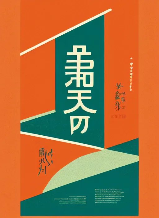 Prompt: poster design with duochrome vintage typographic Japanese katakana, teal and orange colour palette, layout design, illustrator vector graphics