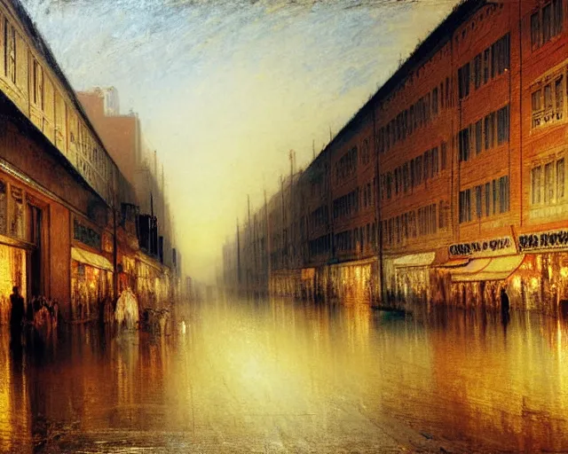 Prompt: a toyko street painting by j. m. w. turner.