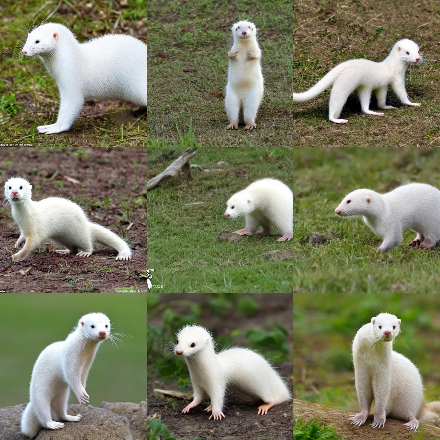 Prompt: bipedal albino otter stoat hybrid with rabbit ears and a big tail