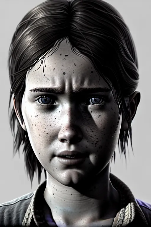 Image similar to ultra realistic facial portrait of ellie from the last of us part 2, digital art, character portrait, highly detailed, trending on artstation, lens flare, atmosphere, hyper realistic, cinematic lightning, sharp focus, unreal engine 5, extreme details perfect face, pretty face, fine - face, illustration, 8 k, ultra texture