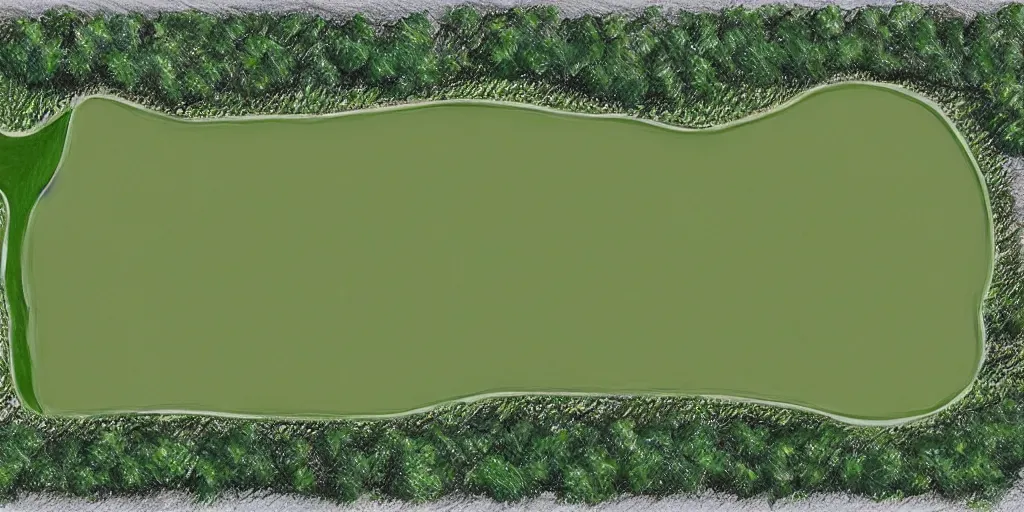 Prompt: top down pencil and oil drawing of a 18 hole golf course layout, minimalistic, flat, high res