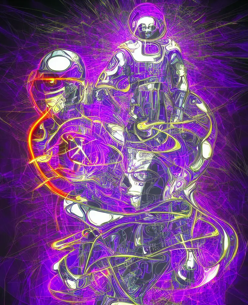 Image similar to techno - spiritual futurist utopian knight, perfect future, award winning digital art