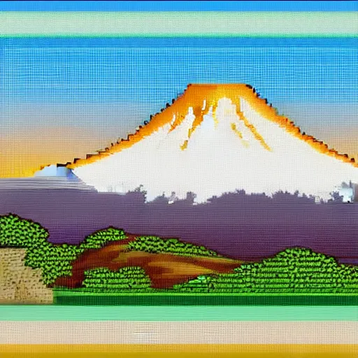 Image similar to Pixel art of mount Fuji