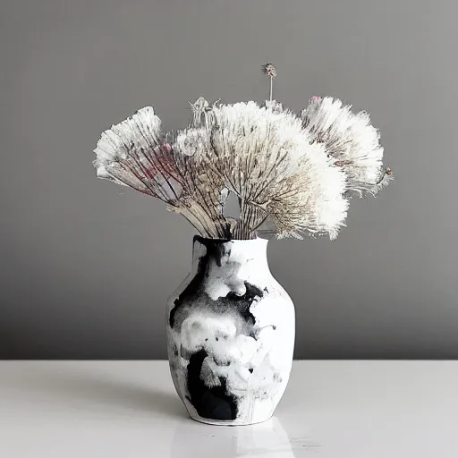 Image similar to monochrome watercolor high vase with dry flowers